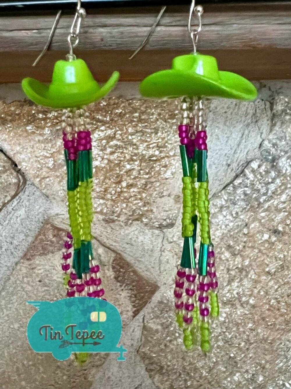 Handbeaded Western Cowboy/Cowgirl Hat Beaded Earrings